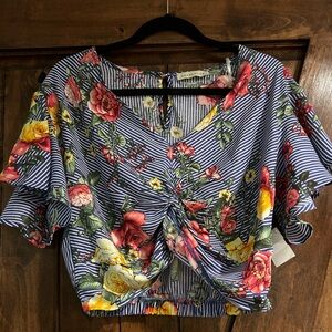 Floral Striped Crop Top